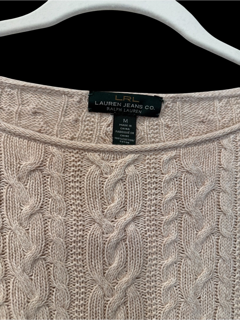 Ralph Lauren Light Beige Cable-Knit Scoop Neck Sweater - Picture 3 of 5